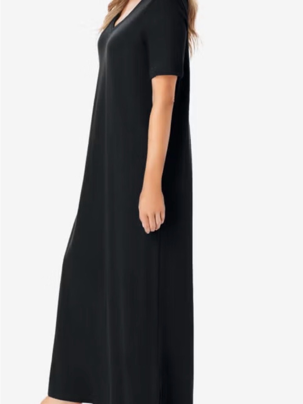 Dreams & Co Plus Size 5X 38/40 Black Short Sleeve Nightgown Lounge Dress NWOT